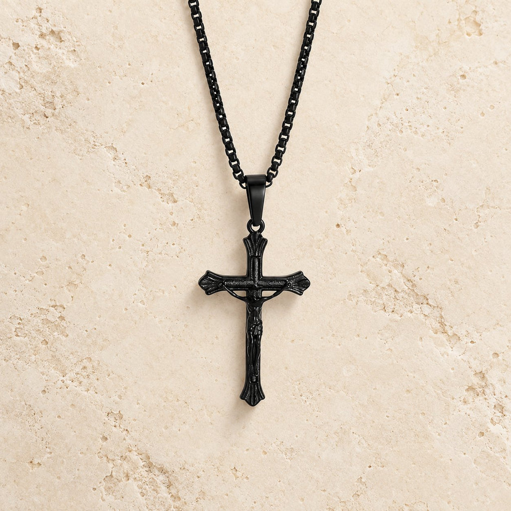 Tri-Color Jesus Crucifix Necklace
