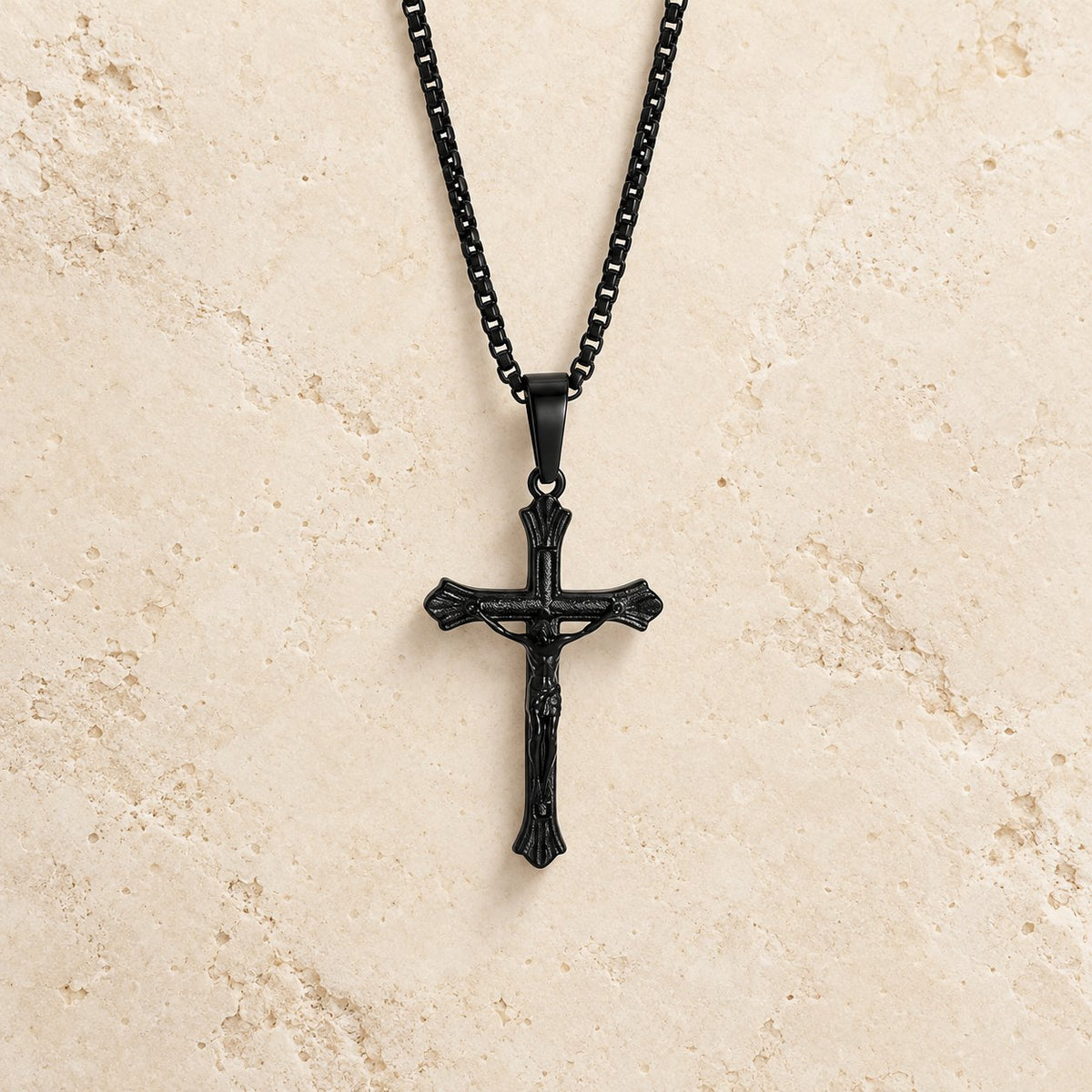 Tri-Color Jesus Crucifix Necklace