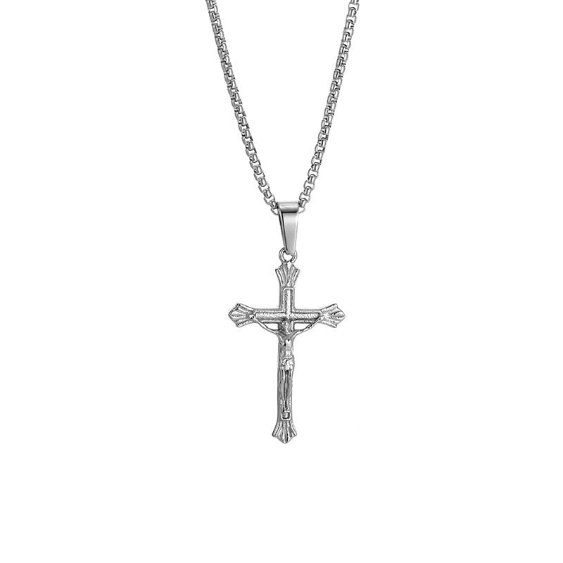 Collar Crucifijo de Jesús Tricolor: Fusión de Fe y Estilo