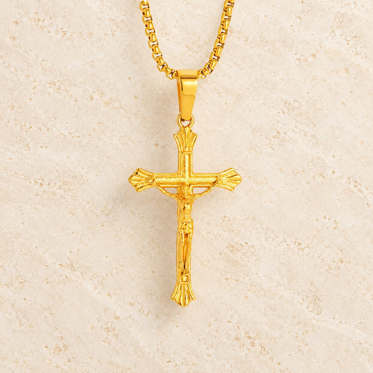 Tri-Color Jesus Crucifix Necklace