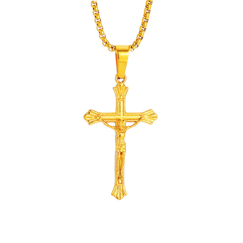 Collar Crucifijo de Jesús Tricolor: Fusión de Fe y Estilo