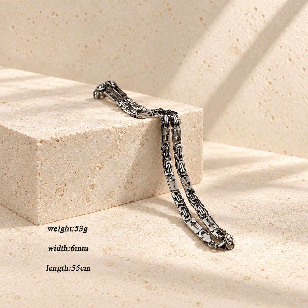 Tri-Color Cross-Embedded Chain Necklace & Bracelet