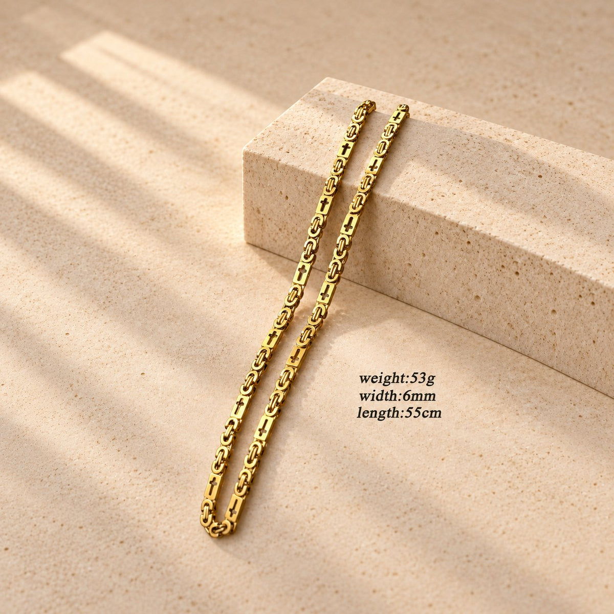 Tri-Color Cross-Embedded Chain Necklace & Bracelet