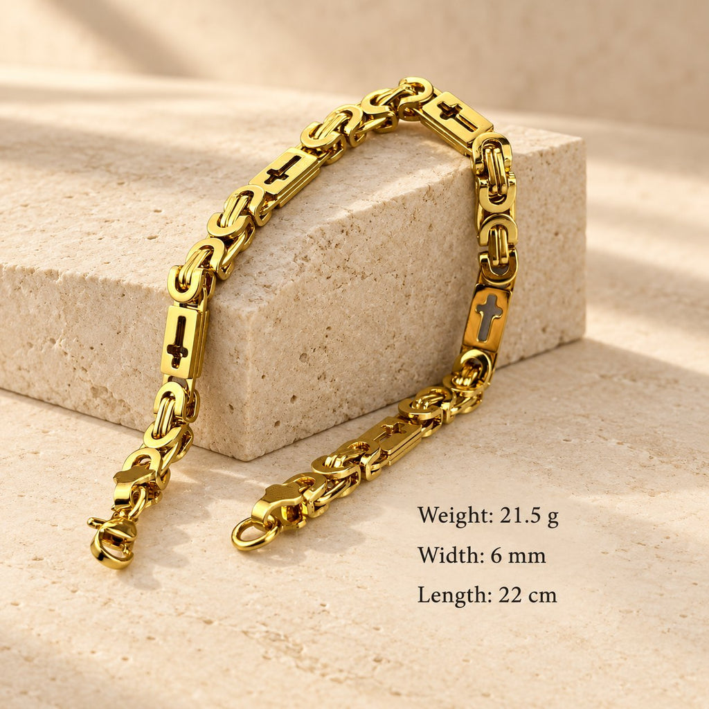 Tri-Color Cross-Embedded Chain Necklace & Bracelet