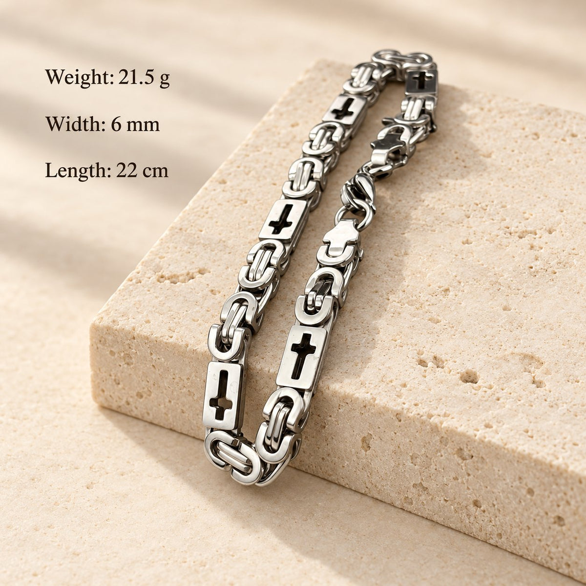 Tri-Color Cross-Embedded Chain Necklace & Bracelet