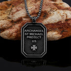 Collar de Acero Inoxidable con Dije de Protección de San Miguel Arcángel Estilo Clásico