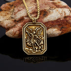 Collar de Acero Inoxidable con Dije de Protección de San Miguel Arcángel Estilo Clásico