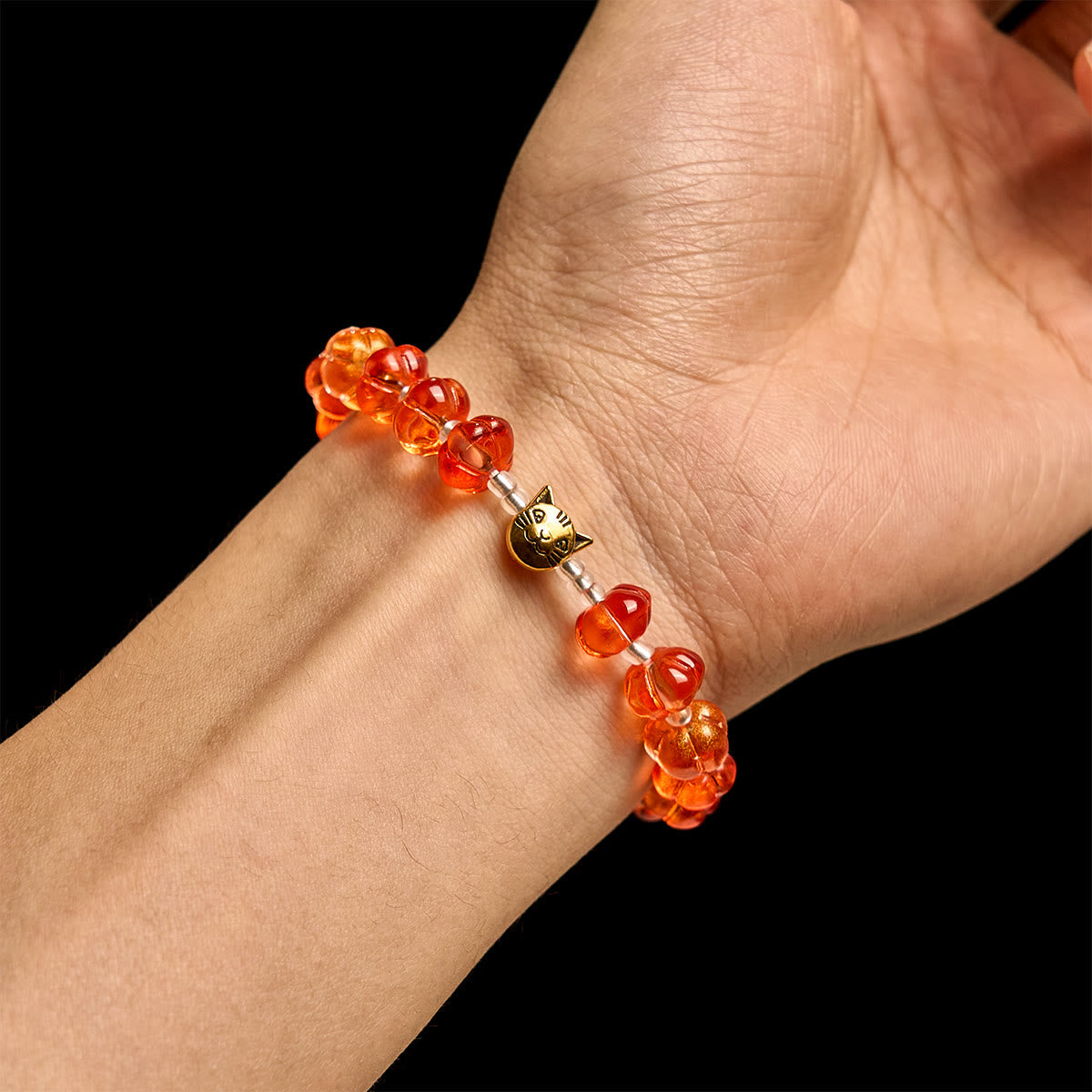 Pulsera de Oración de Otoño con Cuentas de Calabaza Sagrada: Gracia y Gozo de la Cosecha