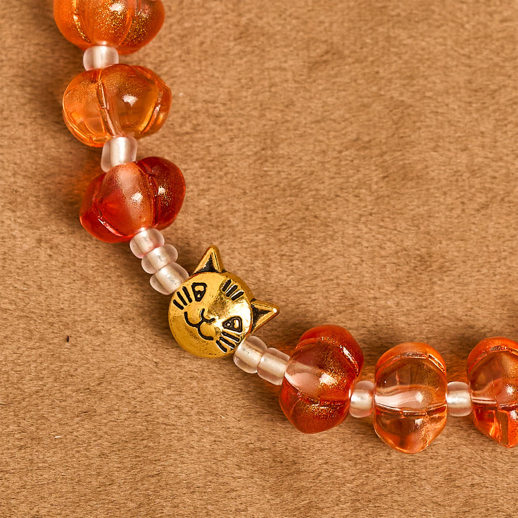 Pulsera de Oración de Otoño con Cuentas de Calabaza Sagrada: Gracia y Gozo de la Cosecha