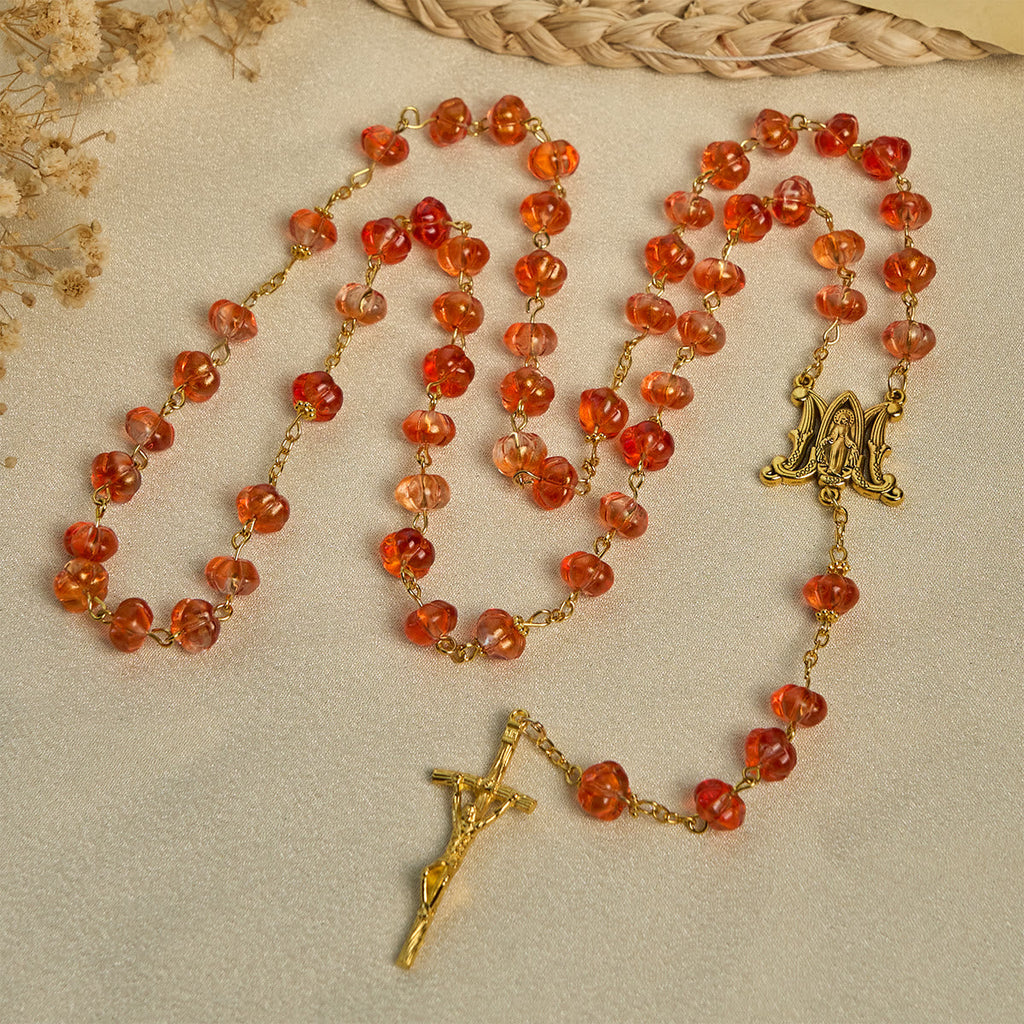 Rosario y Pulsera de Cuentas en Forma de Calabaza