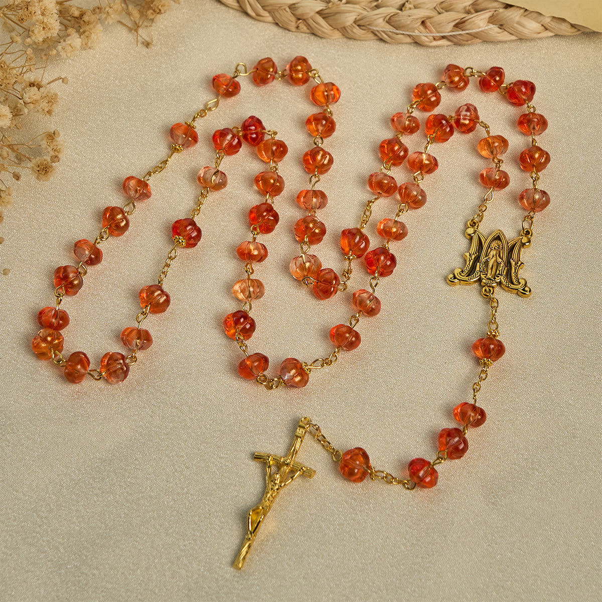 Regalo de Acción de Gracias: Rosario de Cuentas de Calabaza Sagrada | Honrando la Gracia de Dios