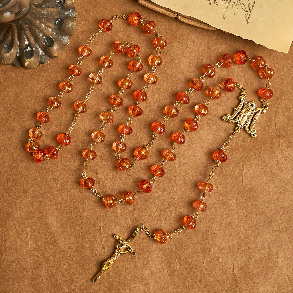 Regalo de Acción de Gracias: Rosario de Cuentas de Calabaza Sagrada | Honrando la Gracia de Dios