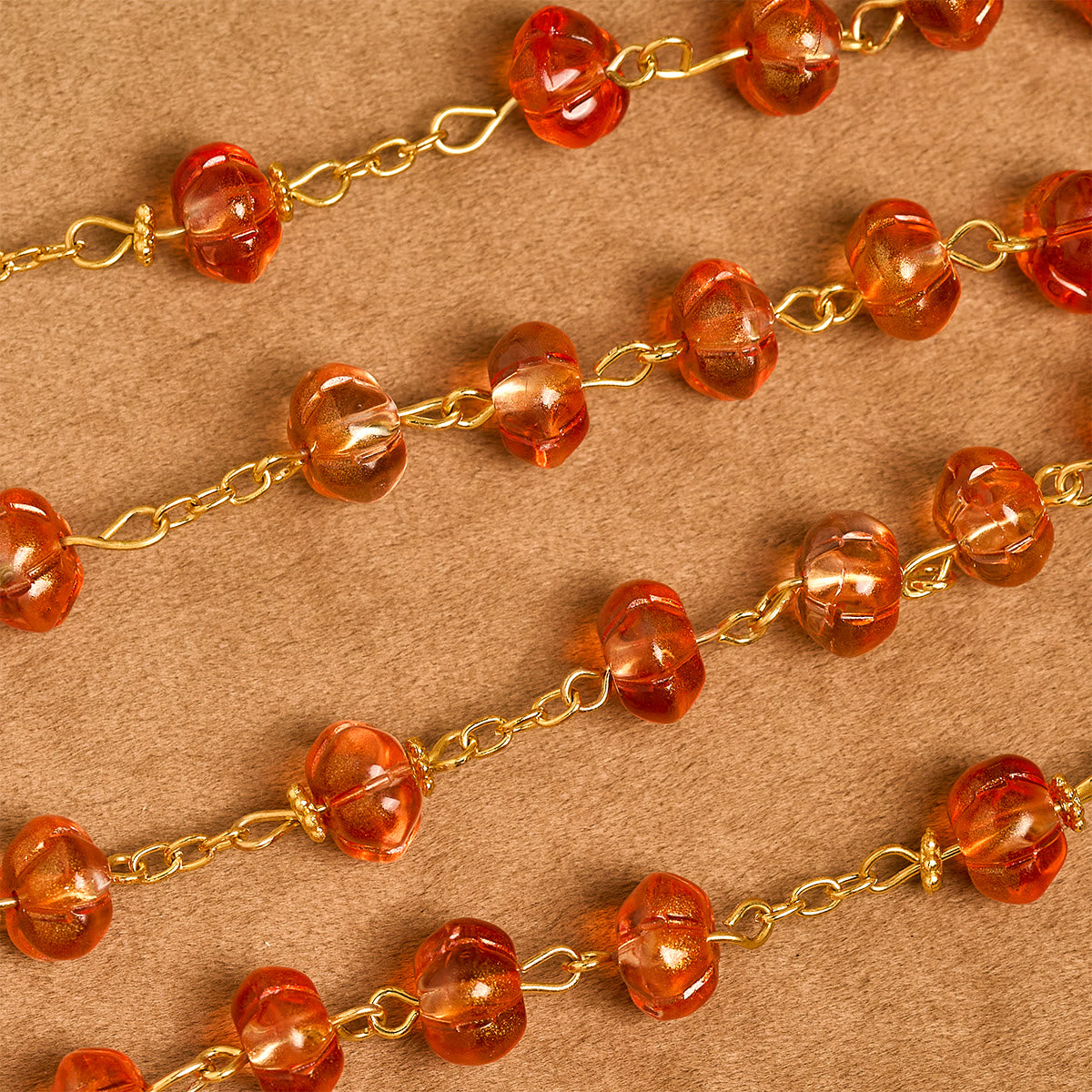 Rosario y Pulsera de Cuentas en Forma de Calabaza