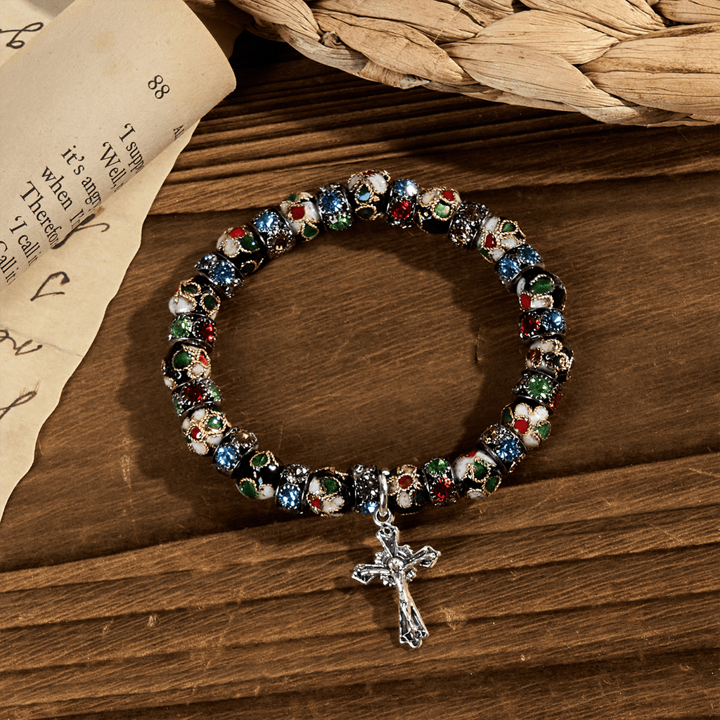 Pulsera de Fe Eterna con Cuentas Artesanales de Cloisonné: Testimonio de la Presencia de Cristo