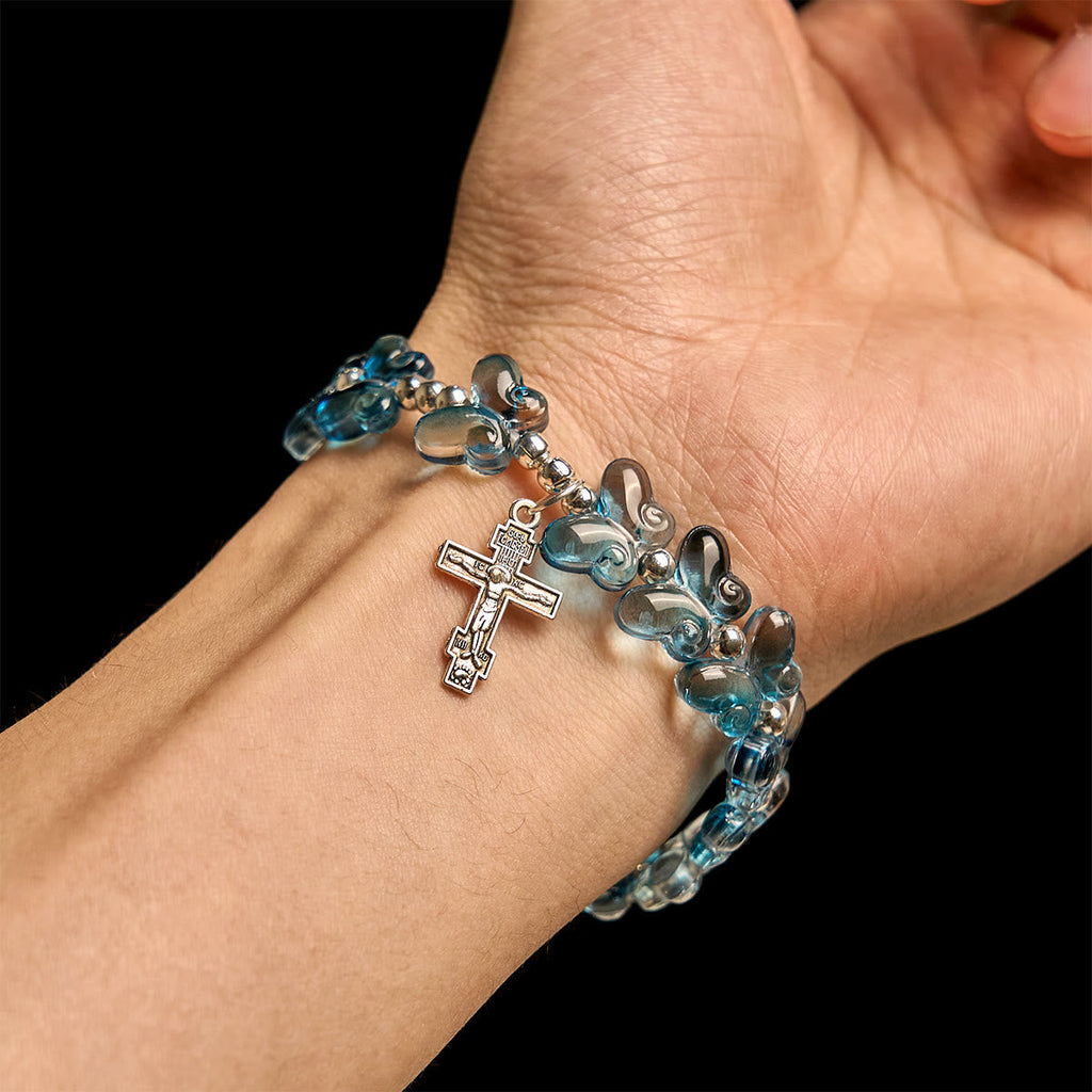 Pulsera de Oración Mariposa Azul Brillante "Alas de Devoción"