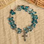 Pulsera de Oración Mariposa Azul Brillante "Alas de Devoción"