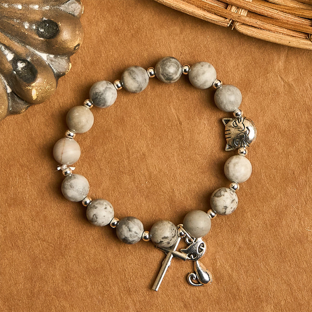 Rosario de Oración Gato Atigrado Gris: Pulsera por los Gatos Callejeros, Rosario Animal