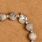 Pulsera Animal de Oración Gato Atigrado Gris "Guardián Gentil"