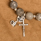 Rosario de Oración Gato Atigrado Gris: Pulsera por los Gatos Callejeros, Rosario Animal