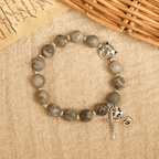 Pulsera Animal de Oración Gato Atigrado Gris "Guardián Gentil"