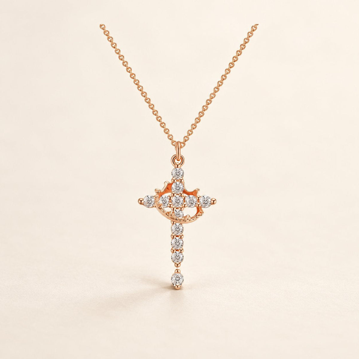 Modern Crowned in Faith Cross Necklace, Earrings