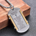 Collar de Acero Inoxidable Tricolor con Cruz de la Oración de la Serenidad: Devoción Eterna