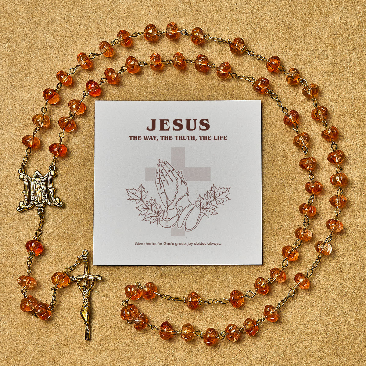 Regalo de Acción de Gracias: Rosario de Cuentas de Calabaza Sagrada | Honrando la Gracia de Dios