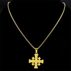 Collar Cruz de Jerusalén Padre Nuestro en Dos Colores Estilo Moderno: Fe para Cada Momento