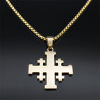 Collar Cruz de Jerusalén Padre Nuestro en Dos Colores Estilo Moderno: Fe para Cada Momento