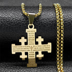Collar Cruz de Jerusalén Padre Nuestro en Dos Colores Estilo Moderno: Fe para Cada Momento