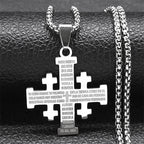 Collar Cruz de Jerusalén Padre Nuestro en Dos Colores Estilo Moderno: Fe para Cada Momento