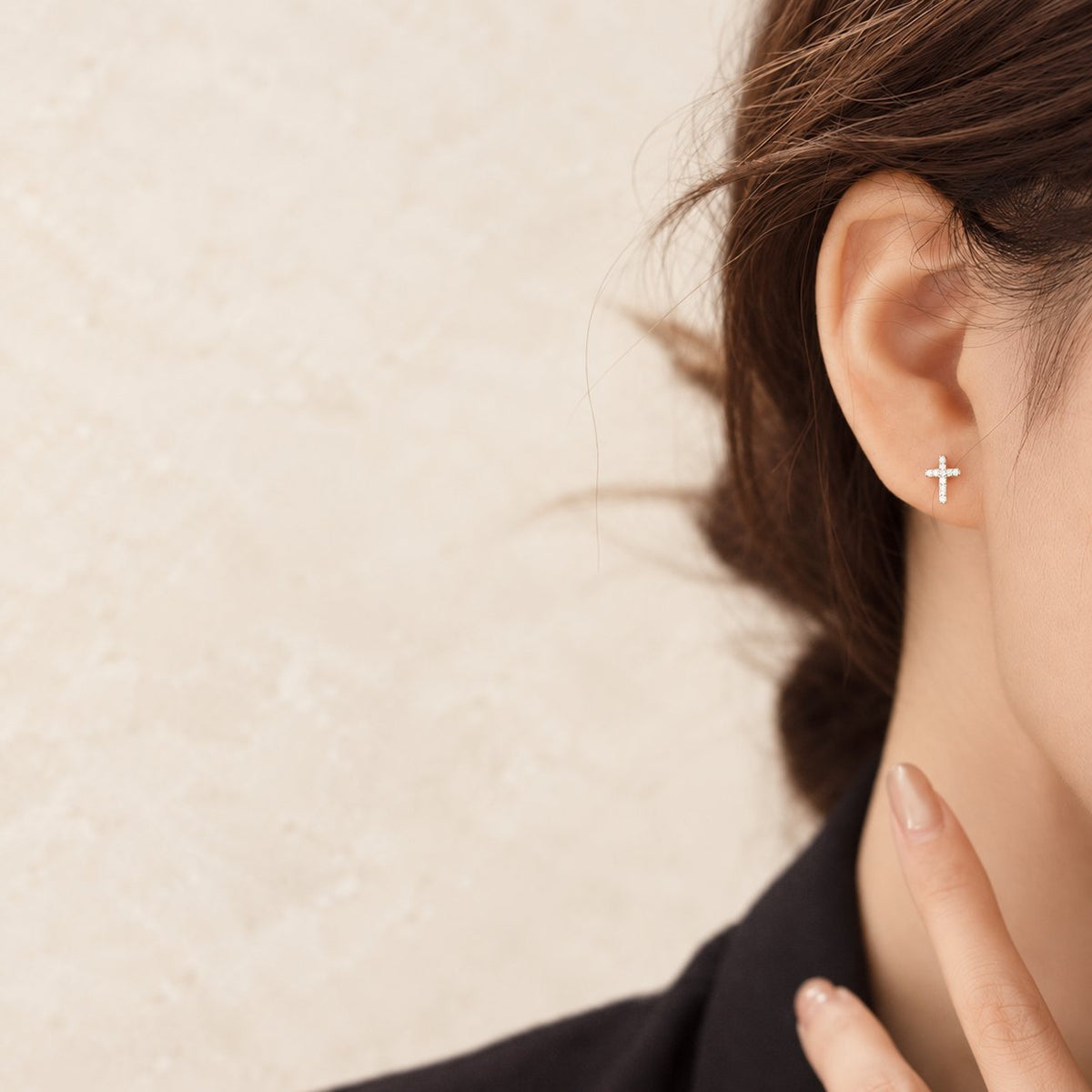 Minimal Quiet Shine S925 Faith Cross Earrings in Dual Color