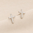 Minimal Quiet Shine S925 Faith Cross Earrings in Dual Color