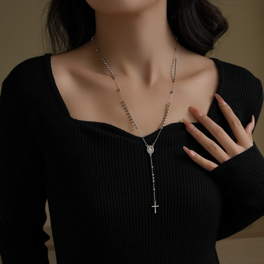 Collar y Pulsera Estilo Rosario Delgado "Bendiciones de la Virgen"