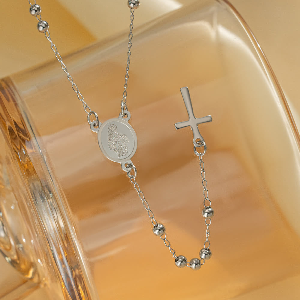 Collar y Pulsera Estilo Rosario Delgado "Bendiciones de la Virgen"