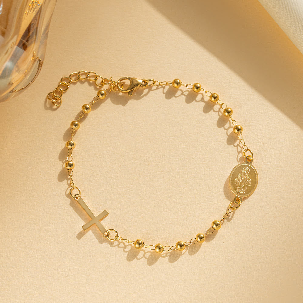 Collar y Pulsera Estilo Rosario Delgado "Bendiciones de la Virgen"