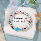 Pulsera Inspiradora de Cruz Salmo 46:5 con Cuentas Craqueladas de Colores