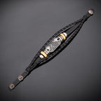 Pulsera Artesanal de Cuero Trenzado con Inscripción Salmo 18:2