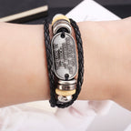Pulsera Artesanal de Cuero Trenzado con Inscripción Salmo 18:2