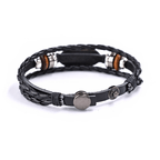 Pulsera de Cuero Trenzado Negro con Inscripción "JESÚS ES EL SEÑOR"