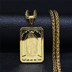 Collar con Dije de la Virgen de Guadalupe con Borde de Corazón