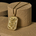 Collar de Acero Inoxidable con Dije de Protección de San Miguel Arcángel Estilo Clásico