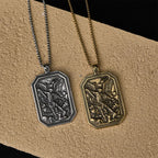 Collar de Acero Inoxidable con Dije de Protección de San Miguel Arcángel Estilo Clásico