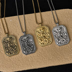 Collar de Acero Inoxidable con Dije de Protección de San Miguel Arcángel Estilo Clásico