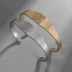 Pulsera Ancha de San Benito "Paz y Protección" en Dorado y Plata