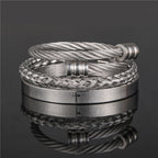 Pulsera de Cruz y Padre Nuestro Trenzada en Espiral Estilo Minimalista