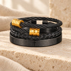 Layered Minimalist Style Spiral-Braid Cross & Lord's Prayer Bracelet