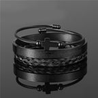 Pulsera de Cruz y Padre Nuestro Trenzada en Espiral Estilo Minimalista