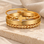 Layered Minimalist Style Spiral-Braid Cross & Lord's Prayer Bracelet