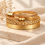 Layered Minimalist Style Spiral-Braid Cross & Lord's Prayer Bracelet